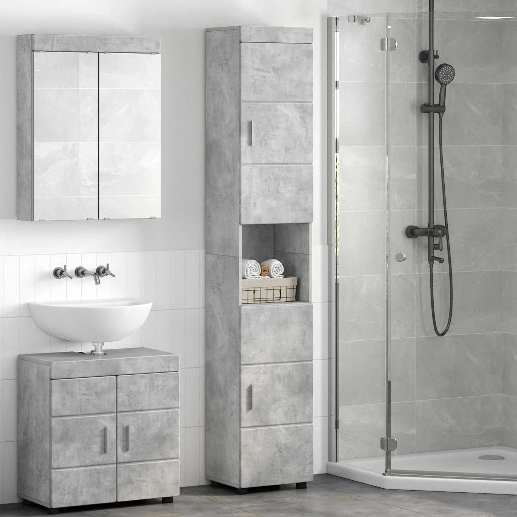Set di Armadi da Bagno | Armadio da bagno TULUM Grigio cemento 37 x 31,5 x 203 cm