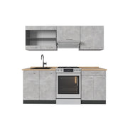 Cucina componibile R-Line Calcestruzzo/Antracite 200 cm senza piano di lavoro Vicco