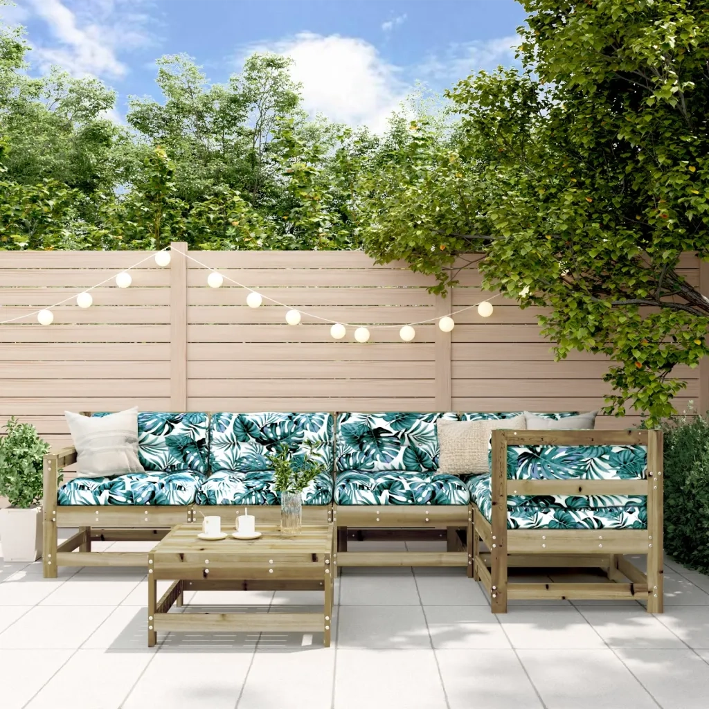 Set Divani da Giardino 6pz con Cuscini Legno Impregnato di Pinocod mxl 124439