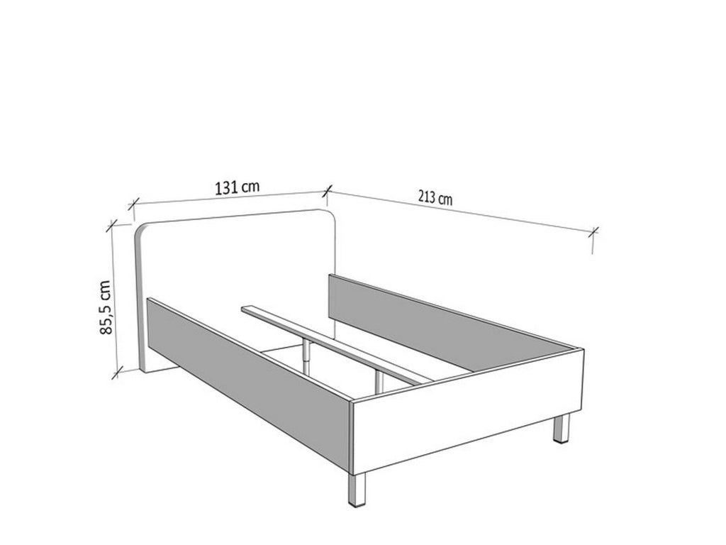 Norcia, Letto Piazza e Mezza Dimensione Materasso 120x200 cm, Marrone Rovere Grigio