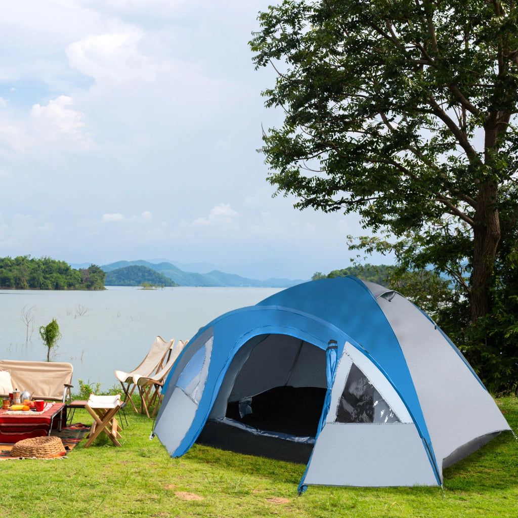 Tenda da campeggio 3 persone ¨C zephmum ¨C 300x250x130 cm blu grigio