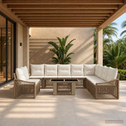 Set Divano da Giardino 11 pz Beige e Bianco Crema polyrattan 3437274