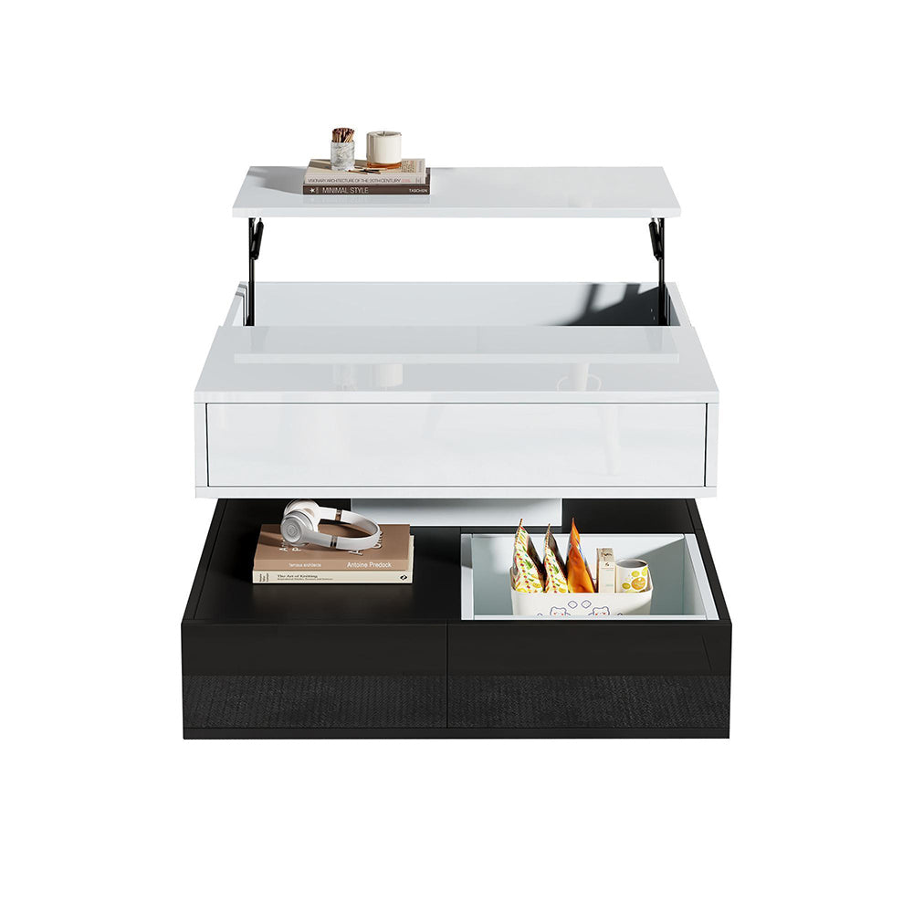 Tavolino geometrico - Xylo - 70x70cm 3 cassetti bianco/nero