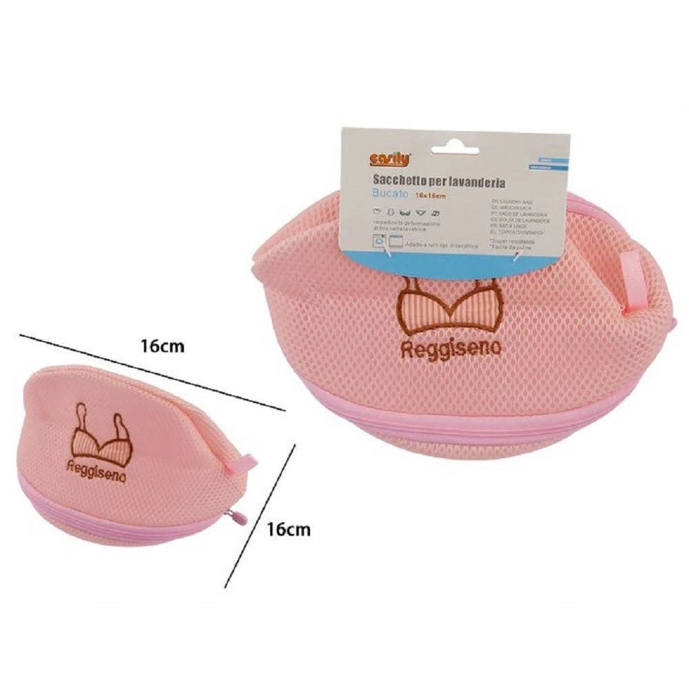 Trade Shop - Sacchetto Lavanderia Lavatrice Con Zip Biancheria Intimo Reggiseno 16x16cm 59370 -