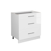 Vicco Mobiletto base per cucina Bianco lucido/Bianco 80 cm con 3 cassetti, senza piano di lavoro