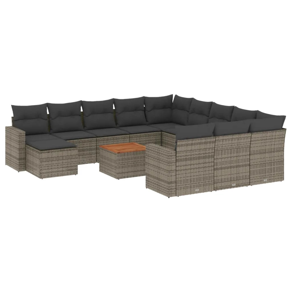 Set Divani da Giardino 13 pz con Cuscini Grigio in Polyrattancod mxl 92845