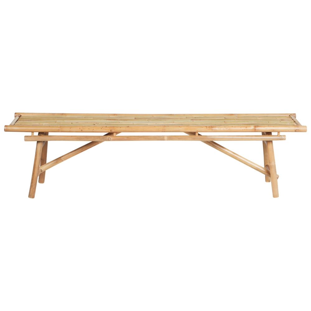 Set di 2 panche da giardino in bambù in marrone chiaro 180 cm pieghevole