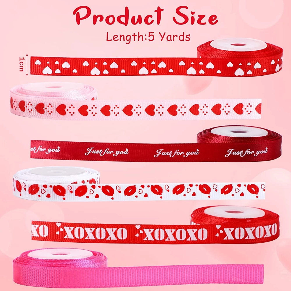 Trade Shop - Nastro San Valentino Ass. 1x270 Cm 2 Pezzi Matrimonio Anniversario Decorazioni Regalo -