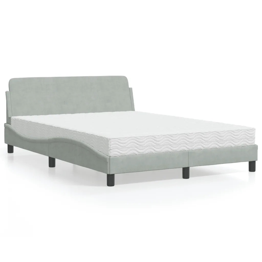 Letto con Materasso Dover Grigio Chiaro 120x200 cm in Velluto 3208371