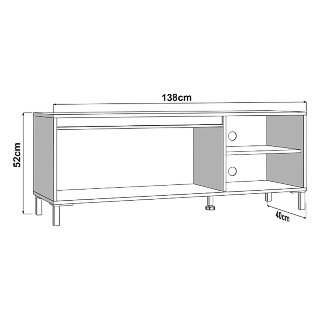 Cigno, Mobile Porta tv 2 Ripiani, 138x40x52h cm Bianco Crema