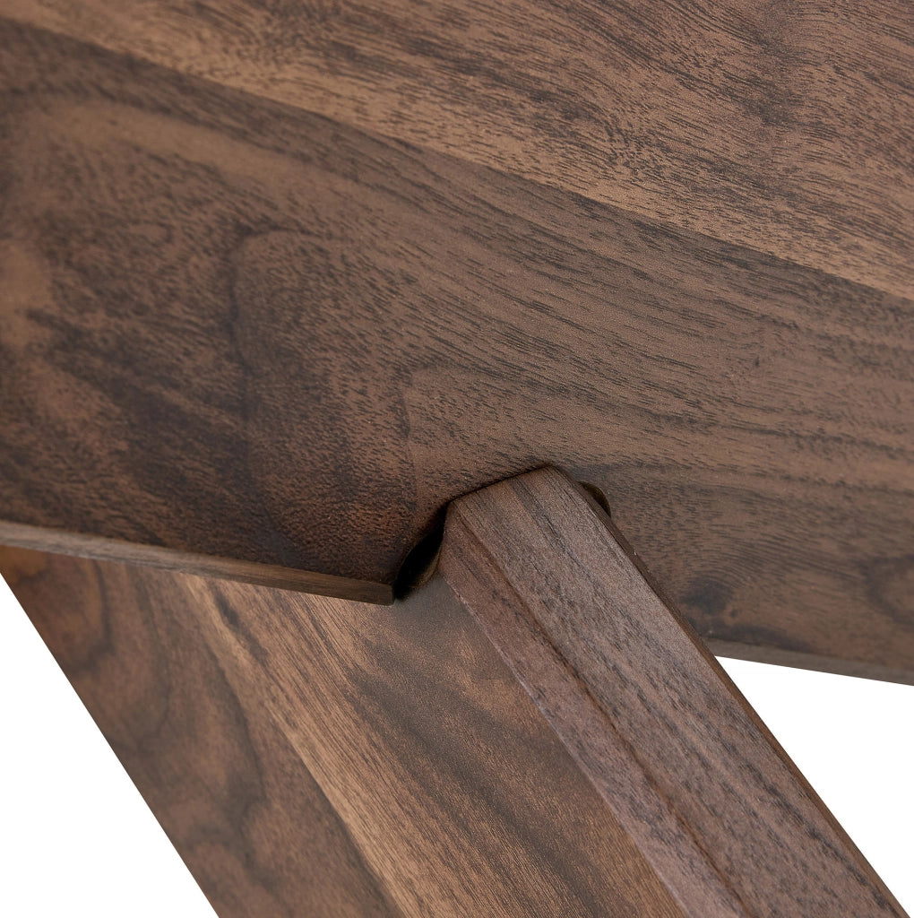 Tavolino basso rotondo Ø 79 cm noce MDF e vetro temperato; base geometrica