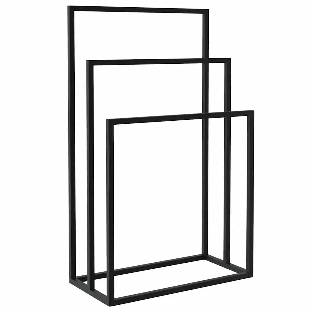 Portasciugamani da Pavimento Nero 48x24x79cm in Ferro cod mxl 52901