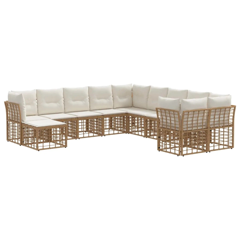 Set di divani da esterno 11 pcs Naturale e Bianco Crema 3437626