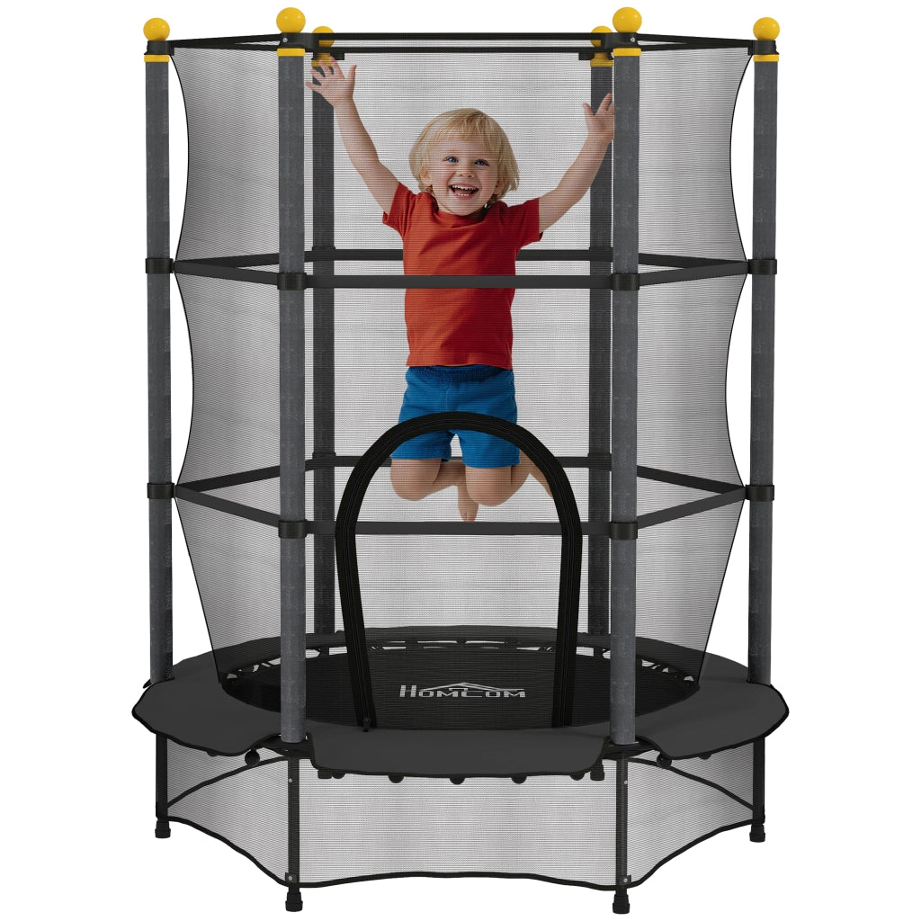Trampolino per bambini ¨C zephmum ¨C ?140 cm, con rete di sicurezza, nero