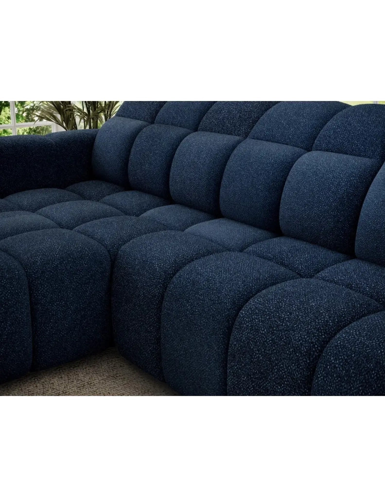 Divano ad angolo elettrico FANOTI 3 posti blu scuro – angolo sinistro