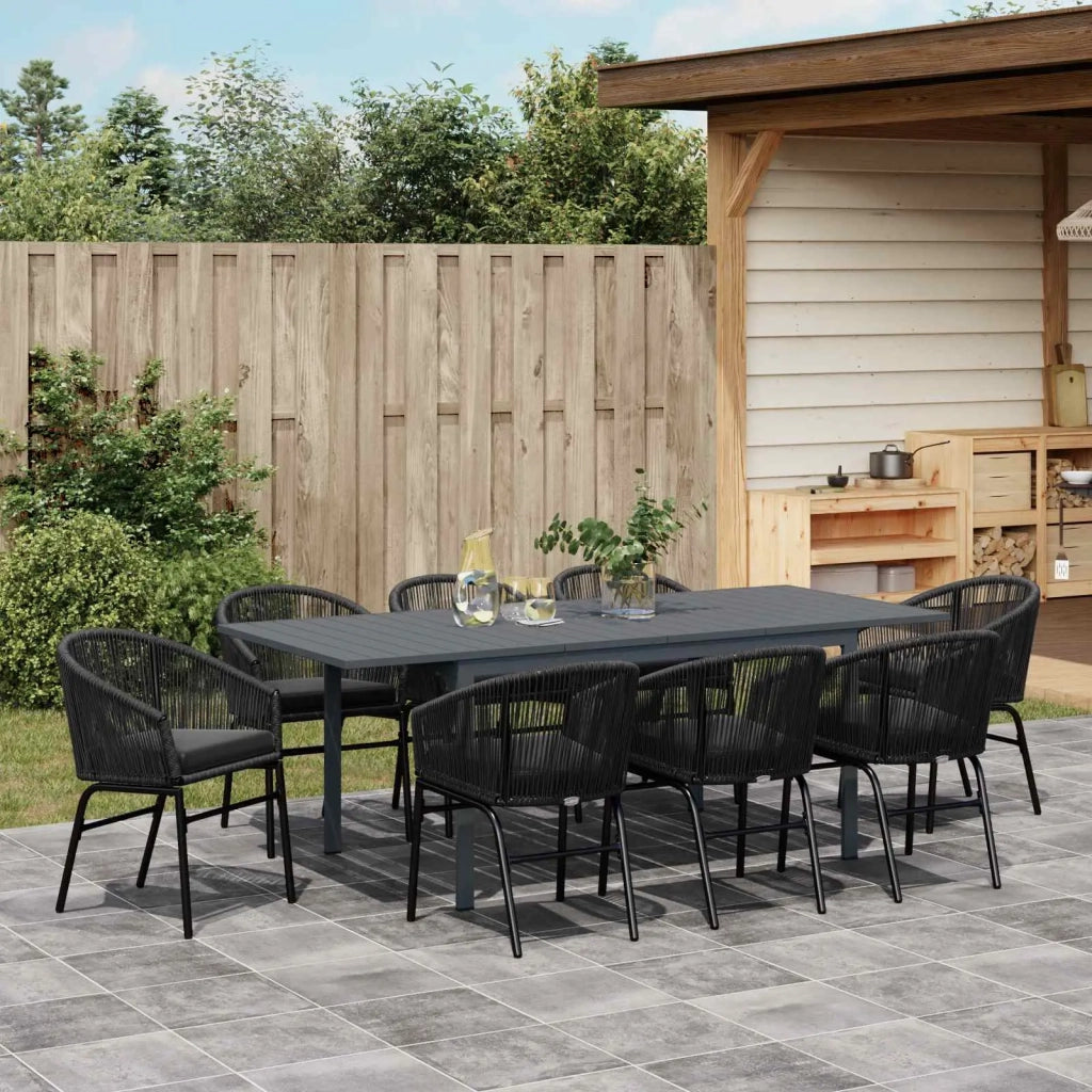 Set da Pranzo per Giardino 9 pcs Nero polyrattan 3378831