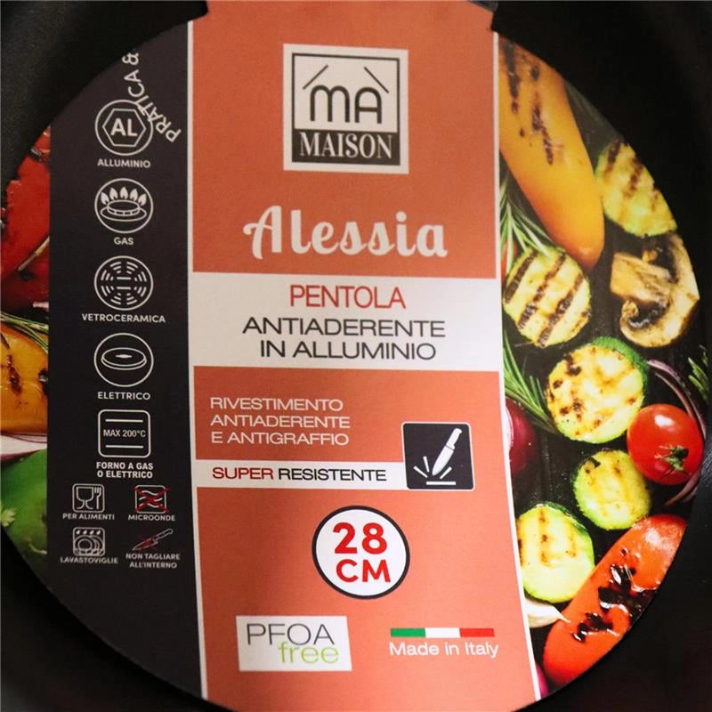 MA MAISON PENTOLA ALESSIA ANTIADERENTE IN ALLUMINIO CON MANICI - DIAMETRO 28 CM X 16H CM