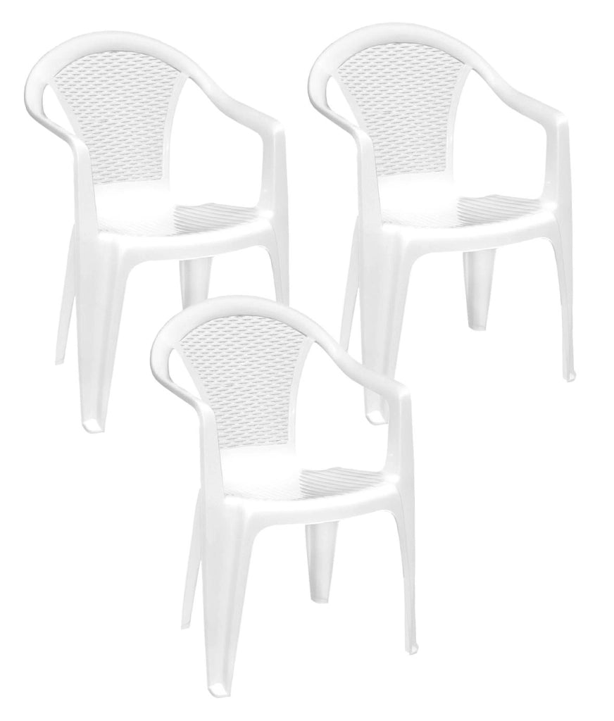 KIT SET 3 PZ MAURY'S KORA SEDIA IMPILABILE DA ESTERNO BIANCA 55 X 54 X H82 CM