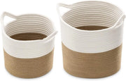 Set di contenitori in cotone - Set di 2 - Diversi tagli - Bianco/beige