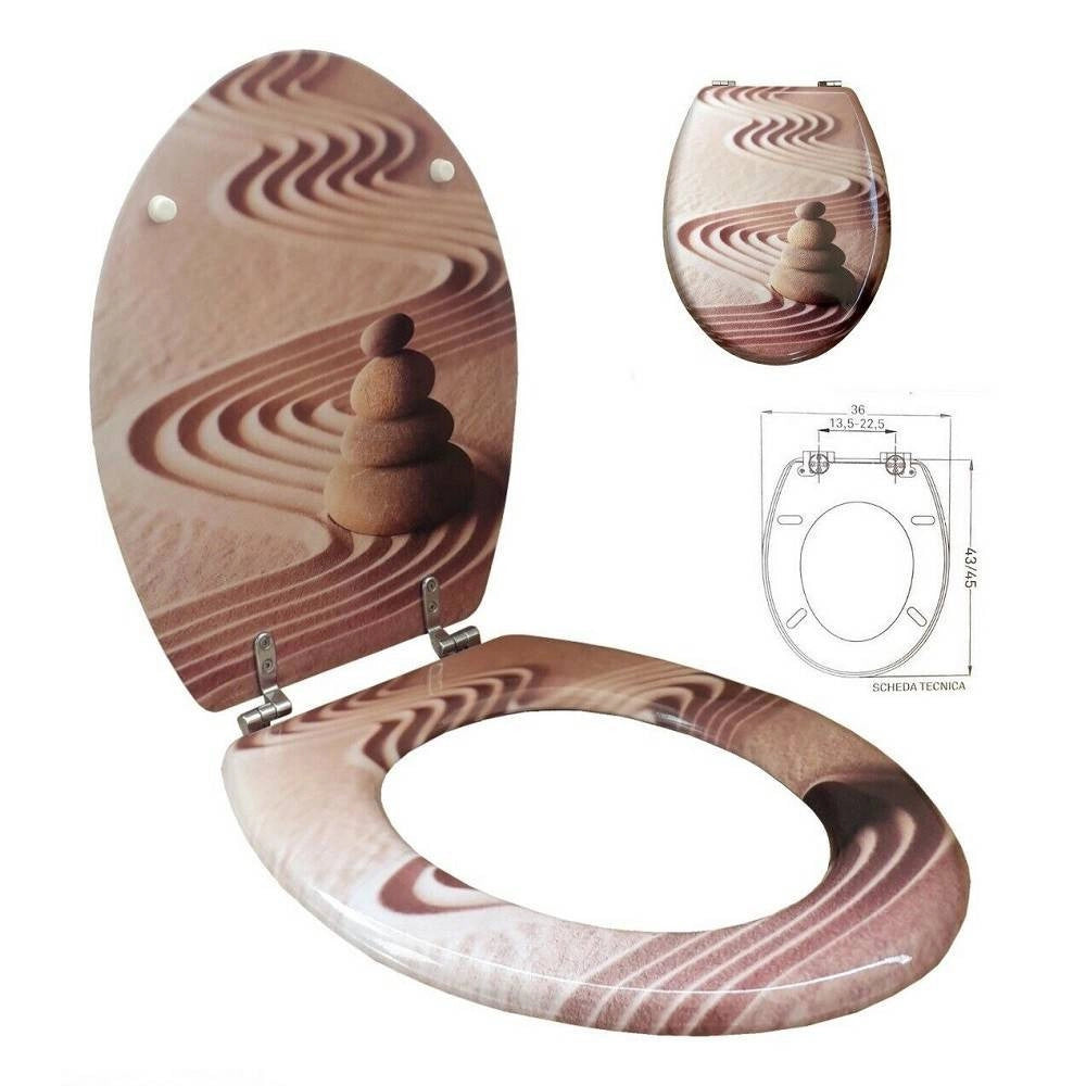 Trade Shop - Sedile Copriwater Universale Per Bagno Copri Wc Water In Legno Mod. 52733 -        3,5