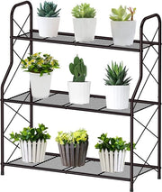 Supporto per piante, tre livelli, supporto per fiori per esterno, interno, balcone, giardino, supporto per fiori multifunzionale con grande capacità, bronzo