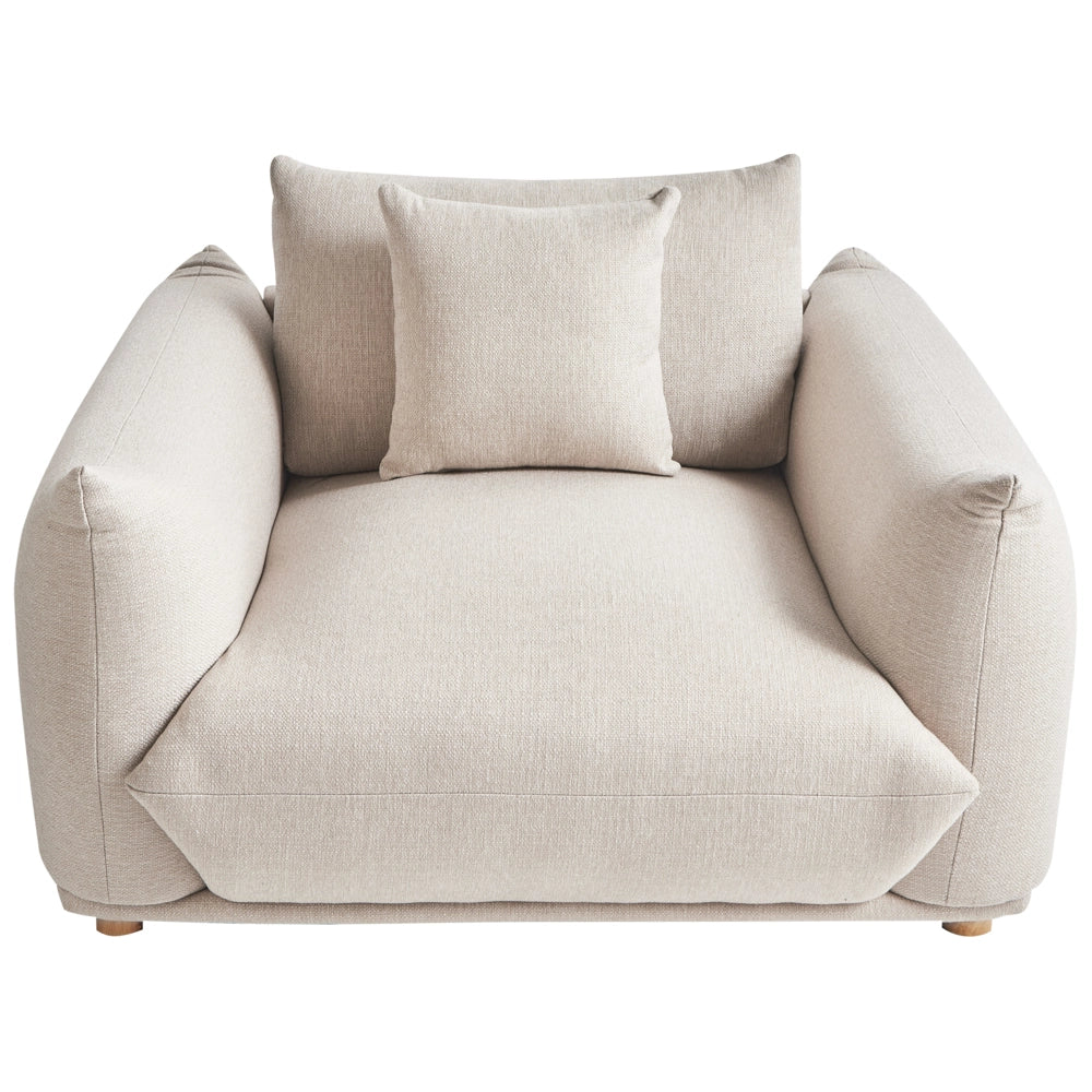 Set di divani in tessuto beige chiaro a 5 posti con cuscini e poltrone Divano da soggiorno
