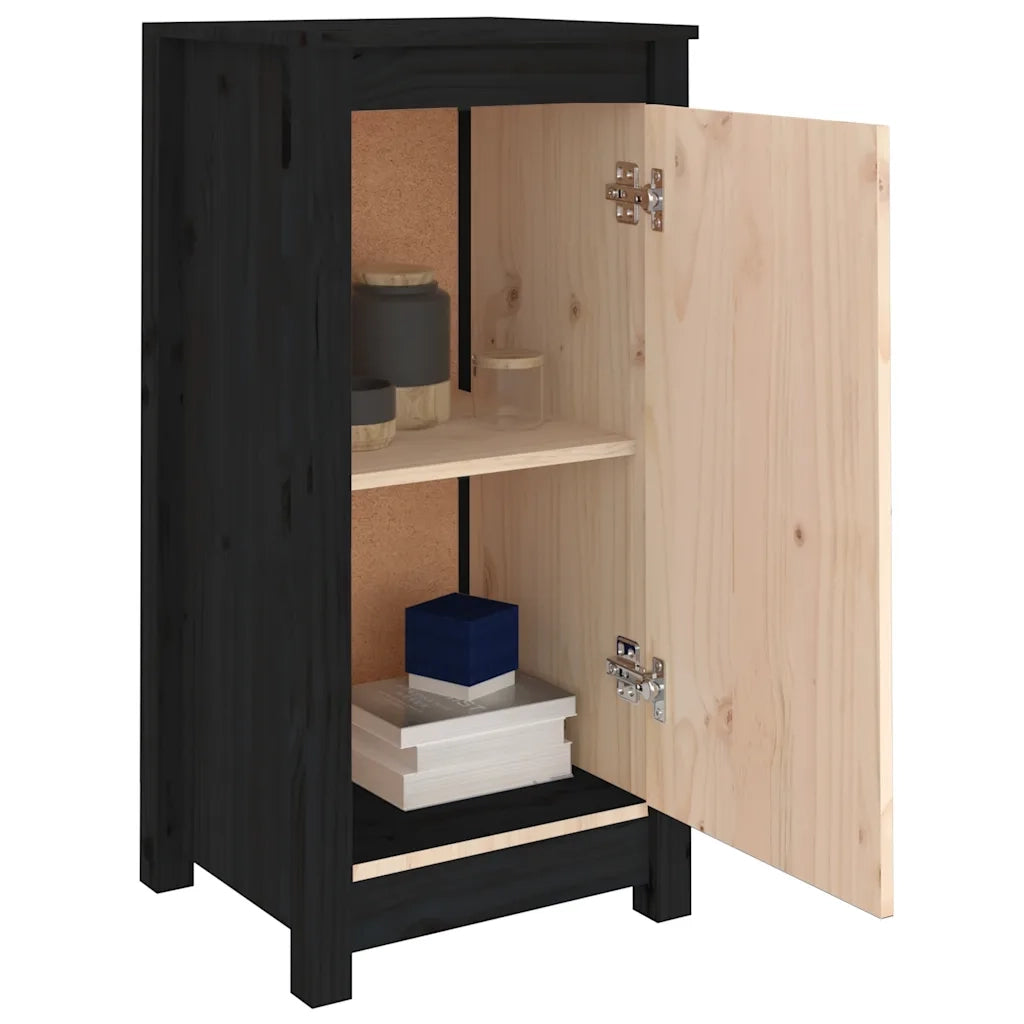 Credenze 2 pz Nere 39x35x80 cm in Legno Massello di Pino 813733