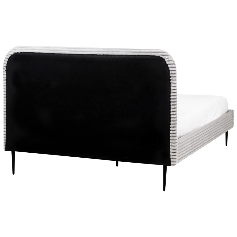 Letto grigio chiaro velluto a coste testiera con rete a doghe 140 x 200 cm design minimalista