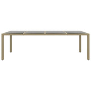 Tavolo da Giardino | Tavolino da esterno con Piano Vetro Beige in Polyrattan