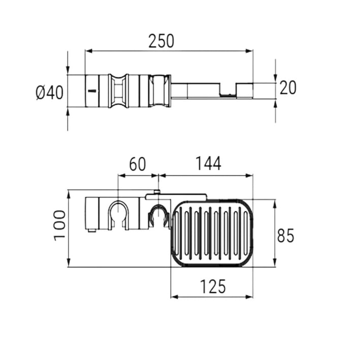 Centrale scorrevole per doccia con mensola