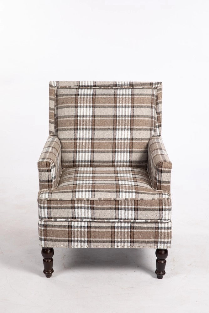 Poltrona Vintage ¨C Xylo ¨C Tessuto Lino Marrone con Borchie