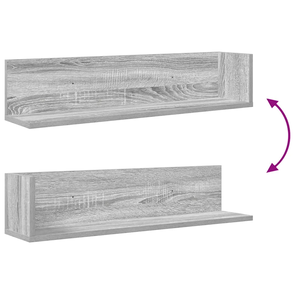 vidaXL Mensole a Parete 2pz Grigio Sonoma 75x16,5x16,5cm in Truciolato
