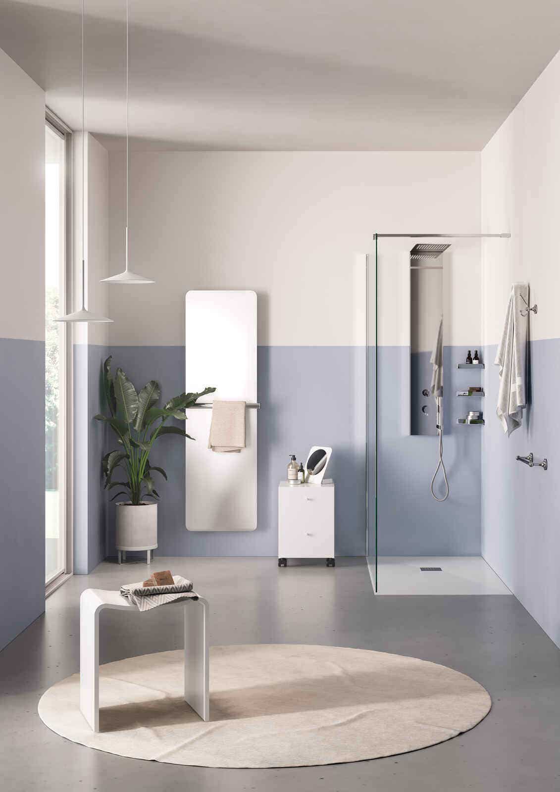 Lineabeta - Sgabello Scagni arrotondato in mattstone bianco opaco