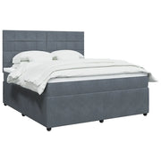 Giroletto a Molle con Materasso Grigio Scuro 180x200 cm Velluto