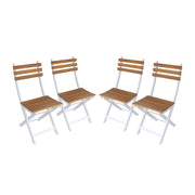 Set 4 sedie da giardino pieghevoli in acacia, bianco