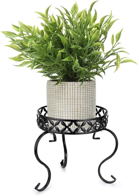 Supporto per Piante in Metallo - Piastra per Fiori - Nero - Per Interno e Esterno