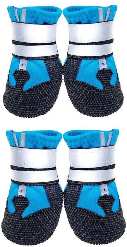 Calzature acqua resistenti per cani - 4 pezzi - Protezione antiscivolo per zampe - Cinturini riflettenti - Adatti per cani di piccola, media e grande taglia - Taglia XL 3,15"L*2,76"W