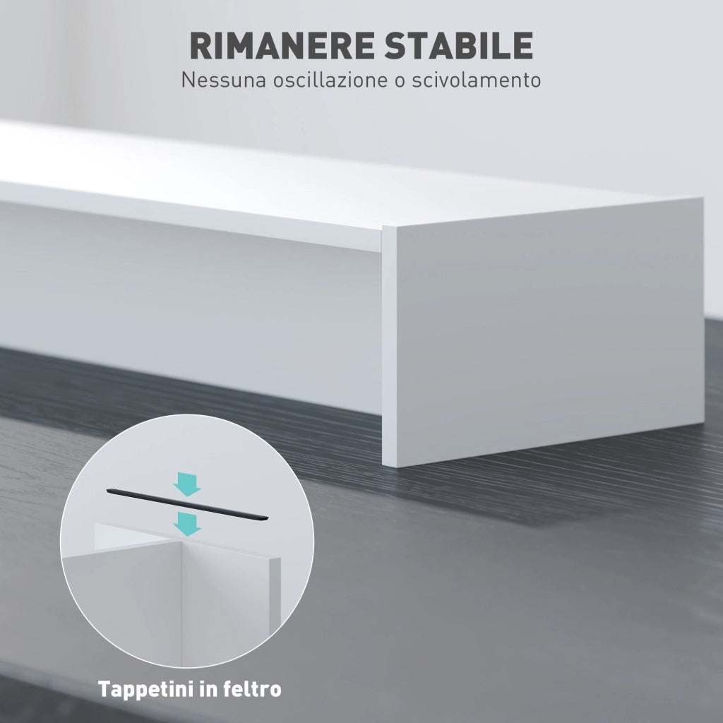 Supporto per Monitor 3 Vani 100x27x15 cm in Legno Bianco