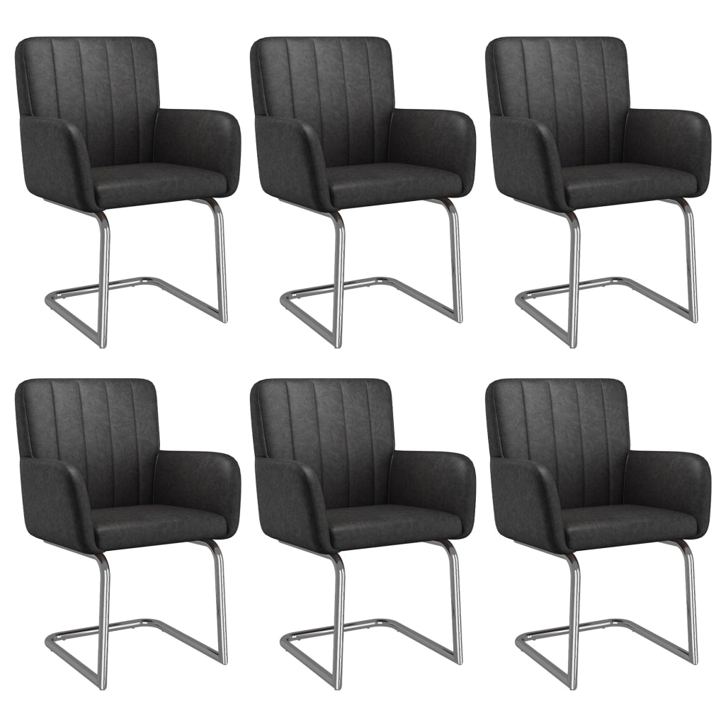 Set 2 sedie da pranzo nere in pelle PU con schienale ergonomico a Z e gambe in metallo