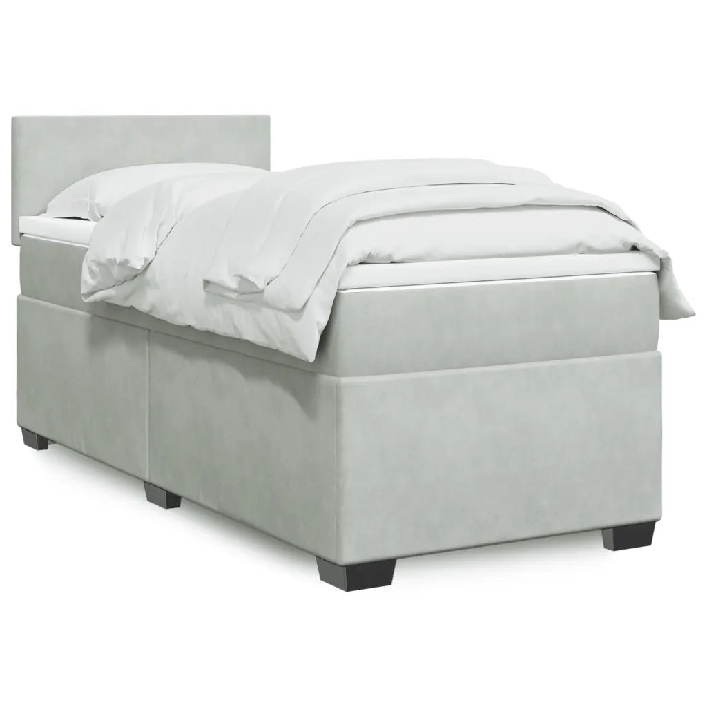 Giroletto a Molle con Materasso-Struttura Letto Grigio Chiaro 80x200 cm Velluto 197956