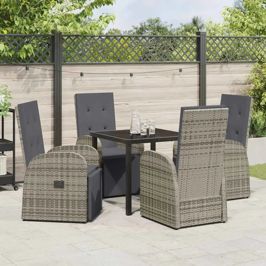Set da Pranzo per Giardino con cuscino 5 pcs Grigio polyrattan 3379486