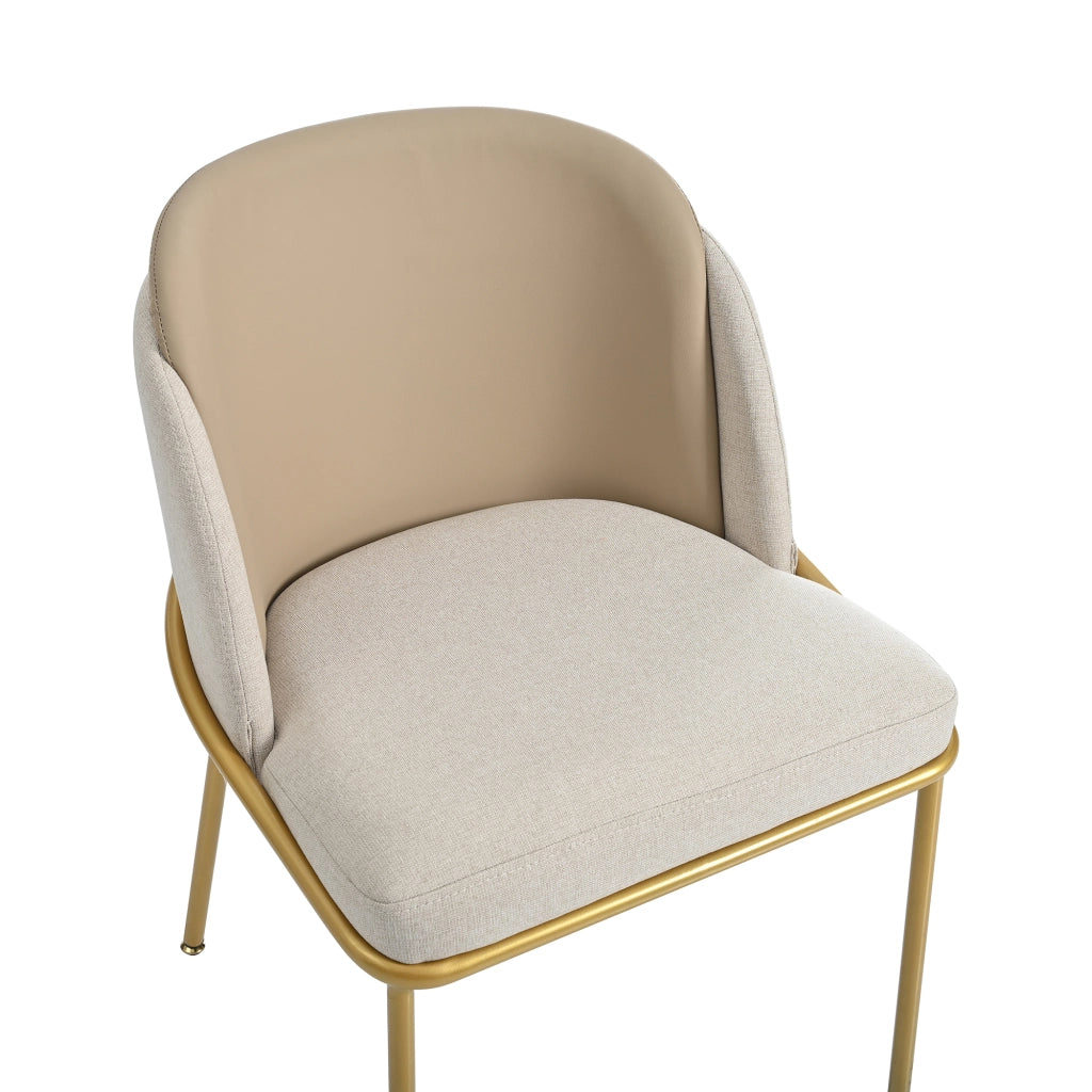 Sedia da pranzo con Schienale Ergonomico e Piedini Regolabili, in Metallo e Legno, Beige Cachi