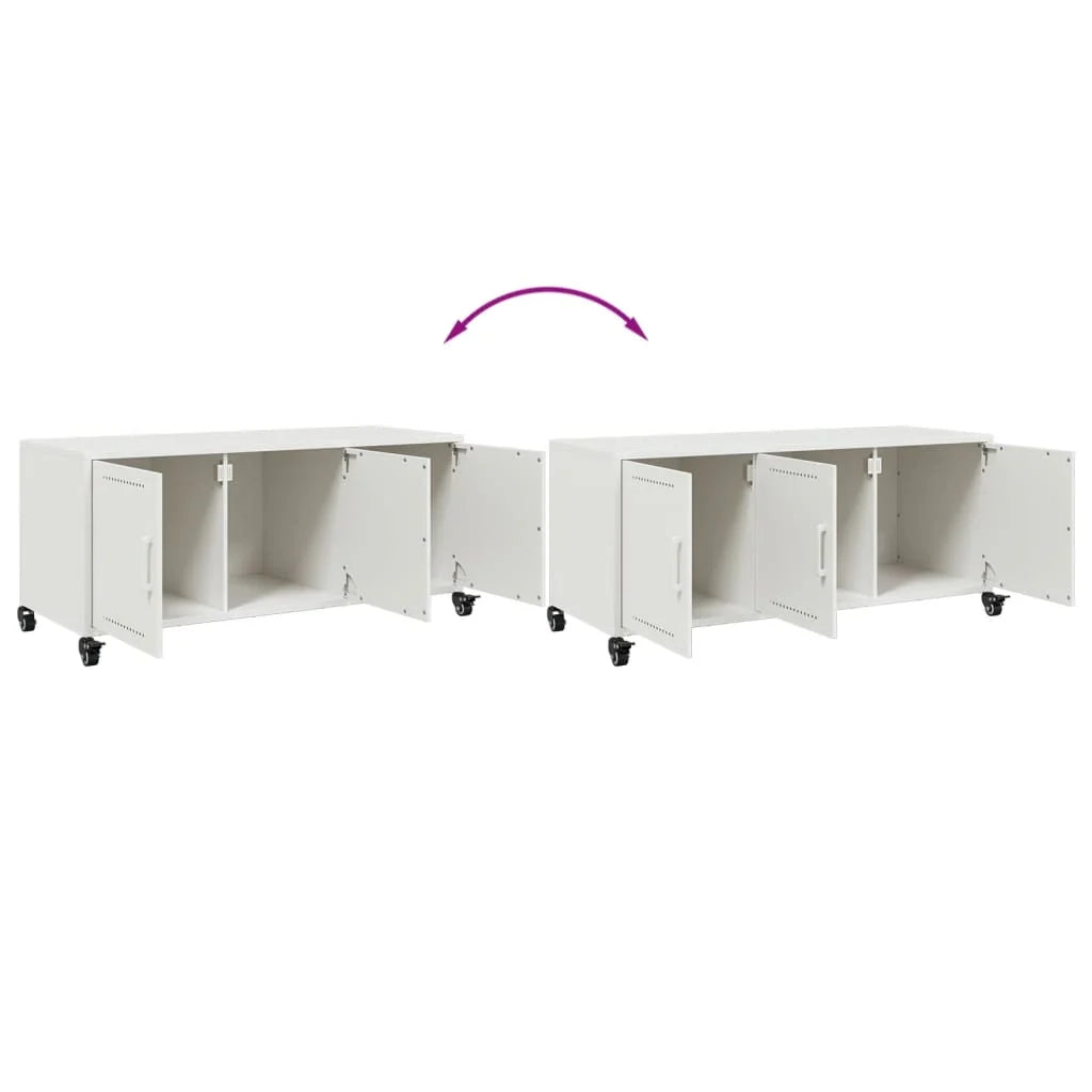 Mobile TV multimediale mensola TV credenza mobile TV sala da pranzo soggiorno camera da letto 100,5 x 39 x 43,5 cm acciaio bianco 02_0025535