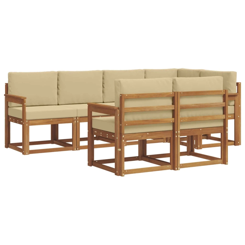 Set di divani da esterno con cuscino 7 pcs Naturale e Beige