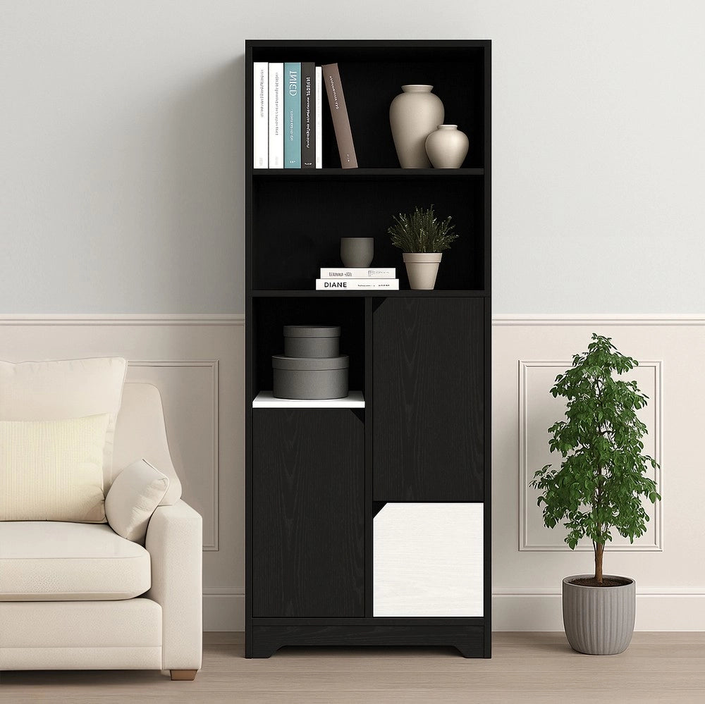 Libreria Multifunzionale con Ante, Cassetti e Ripiani ¨C MINIMAL ¨C Nero e Bianco, Stile Moderno, Soggiorno Ufficio