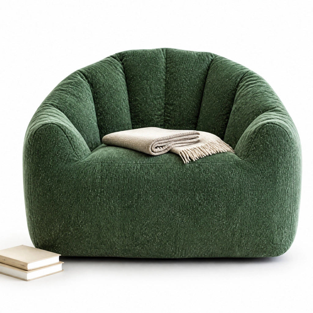 POLTRONA SACCO Rotonda Ergonomica Verde in Flanella