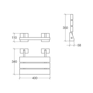 Lineabeta - Sedile doccia Scagni in acciaio inox lucido / teak