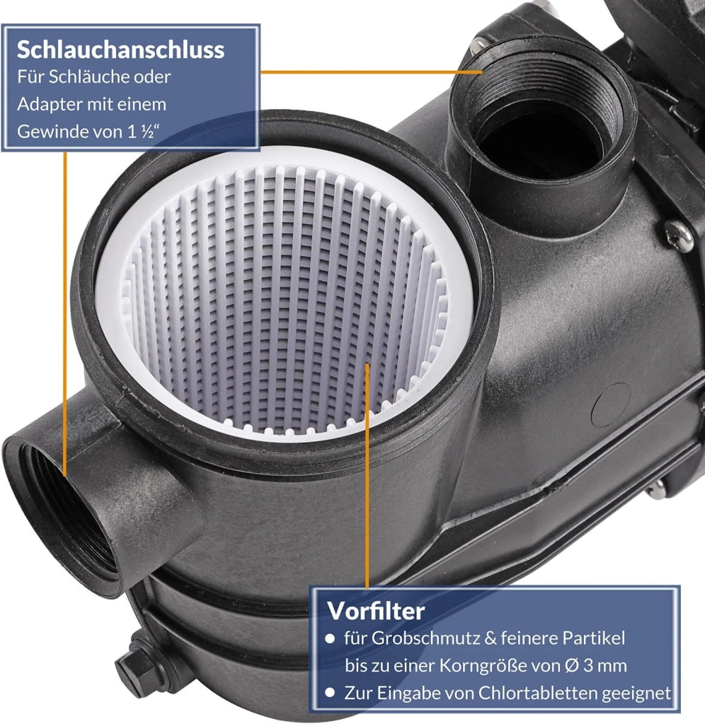 Pompa di filtraggio 10.980 l/h prefiltro Pompe per Piscina sistemi di filtraggio a Sabbia Altezza Portata 11 m