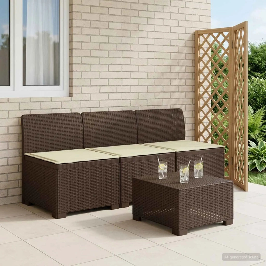 Divano da giardino 3 posti con cuscini in look rattan PP 8011964