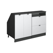 Set di mobili sottotetto Rion Ondulazione bianca/Antracite 120 cm Set di 2 carcasse armadio profondità 60 cm Vicco